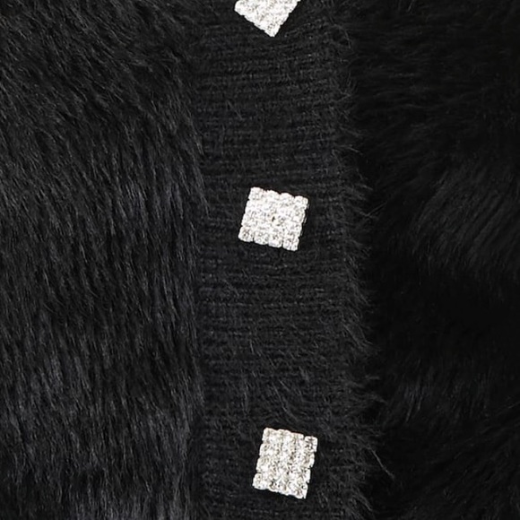 NWT rhinestone faux fur cardigan - Picture 3 of 6